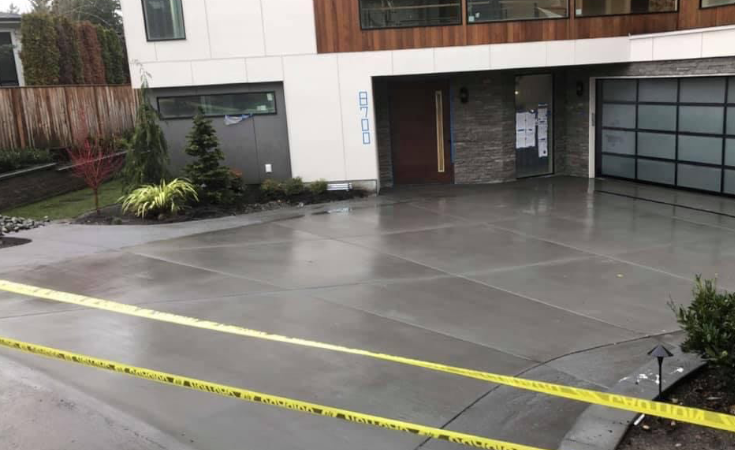 Concrete driveway curing in Seattle