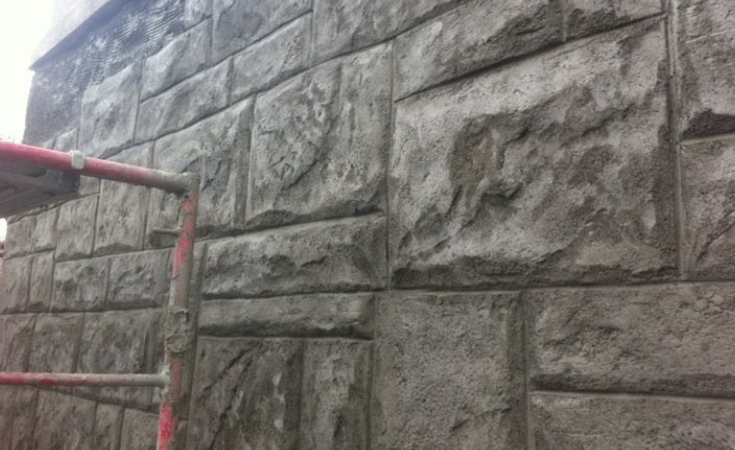 Stamped concrete wall in Seattle 